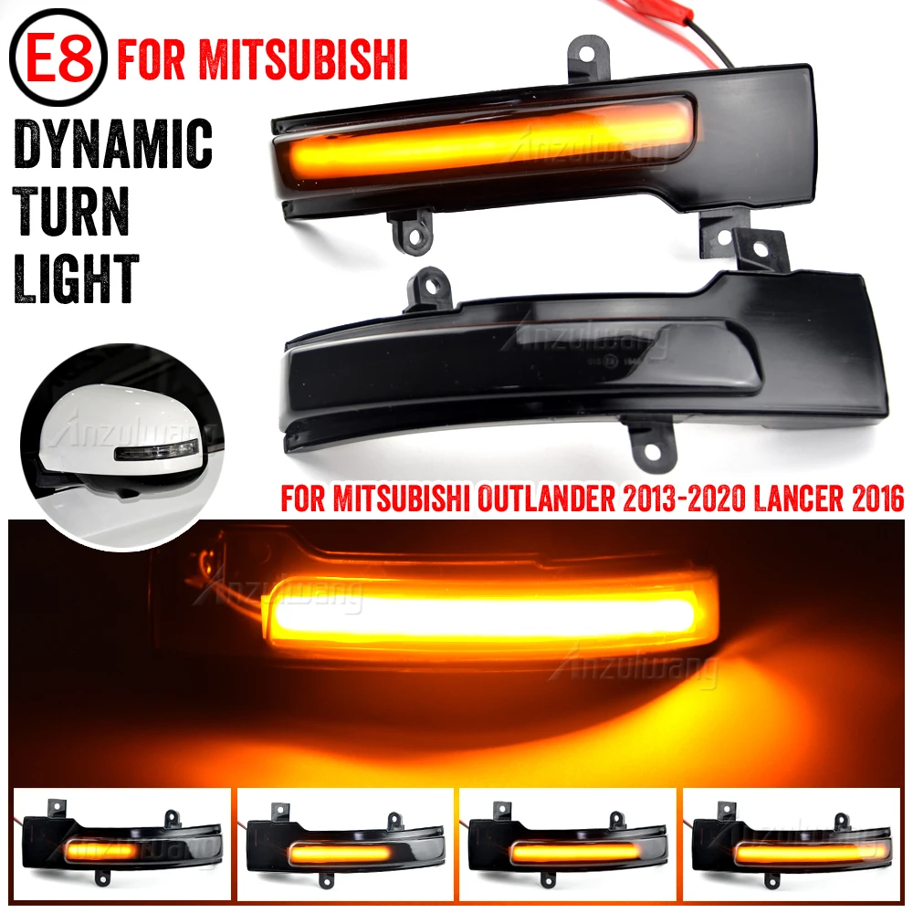 

2pcs LED Dynamic Turn Signal Lights Blinker For Mitsubishi Outlander 2013-2021 Lancer 2016 Side Rearview Mirror Indicator Light