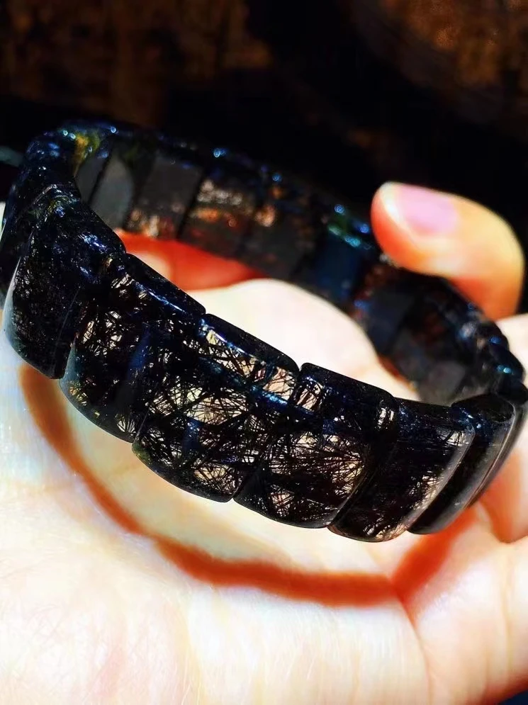 Натуральный черный рутилированный кварц для женщин и мужчин браслет 14x10x5 3 мм