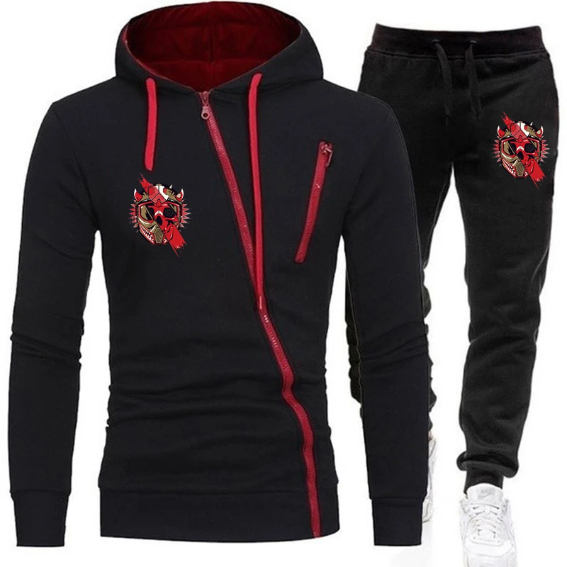 

Autumn Suit New Defqon 1 Logo Prints Men Zipper Hoodie Jacket + Pants Drawstring Pocket Casual Warm Man Sportswear 2 Piece Set
