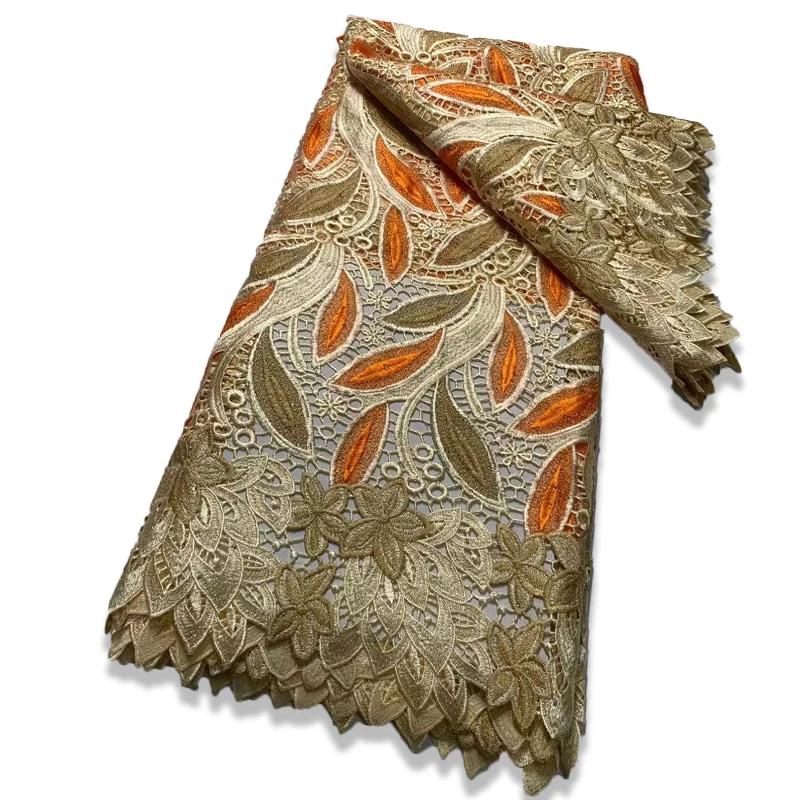 

Latest French African Swiss Lace Fabric Guipure Water Soluble Cord Lace Fabric With Stones For Women Wedding Dress Party A02