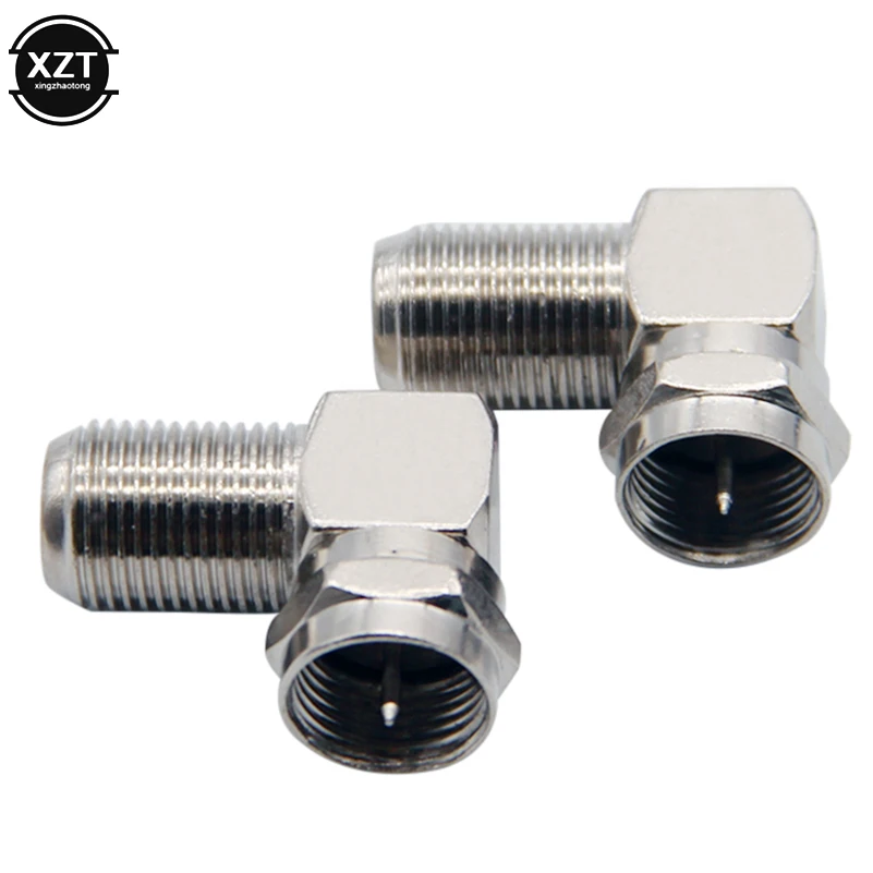 

2pcs 90 Degree TV Aerial Antenna Plug Connector Right Angle Adapter Plug To Socket Coax Cable F-Type Male to Female