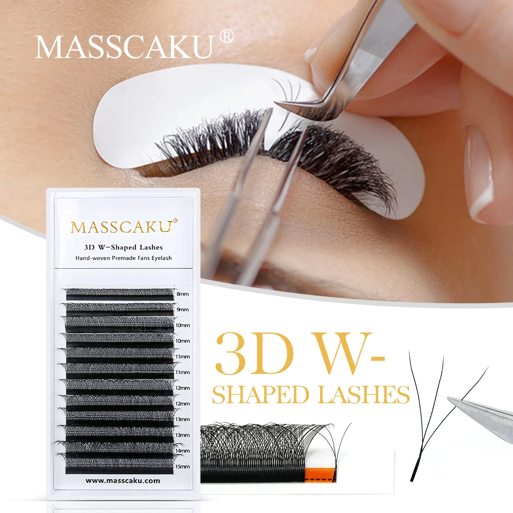 

MASSCAKU 3D W Premade Fans Volume Eyelash Extensions Makeup Supplies Natural Faux Mink Lash Individual False Eyelashes