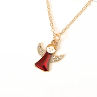 1pcs red angel gold alloy necklace for women 0 shape chain lucky jewelry party fashion girls giftswholesale