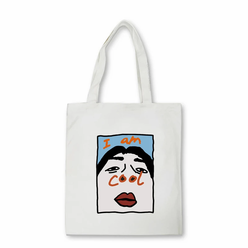 

Anime i am cool Funny Women's bag Harajuku Cute girl Shopper bag Eco Manga Tote Harajuku Shopper Bag Women Canvas Shoulder Bag