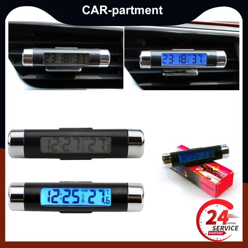

Car Digital Clock Temperature Electronic Clock Thermometer LED Backlight Digital Display Luminous Air Outlet Digital Time Clock