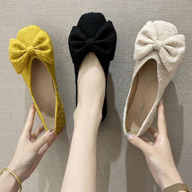 

Elegant Shallow Mouth Summer Shoes Ladies All-Match Women's Moccasins Bow-Knot Casual Female Sneakers Modis Round Toe Flats 2022