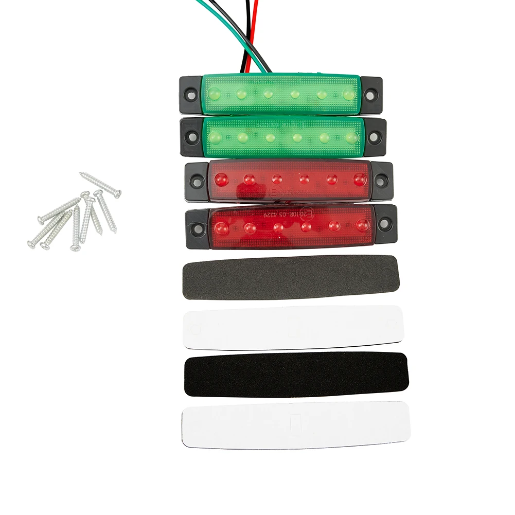 

4pcs Navigation Lights Marine Boat Navigation 6LED Lights Stern Boat Lamp 12V Indicator Lamps Waterproof Red+Green Car Lights