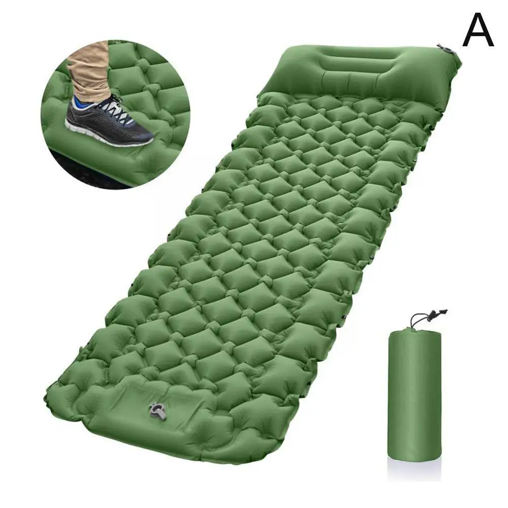 

Outdoor Tent Mat Inflatable Mattress Ultralight Nylon Sleeping Pad With Headrest For Camping Hiking Travel 3 Color D2y1