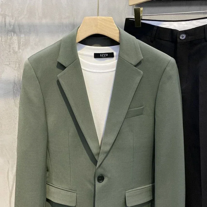 Черные деловые куртки мужской костюм пальто однобортный пиджак элегантная