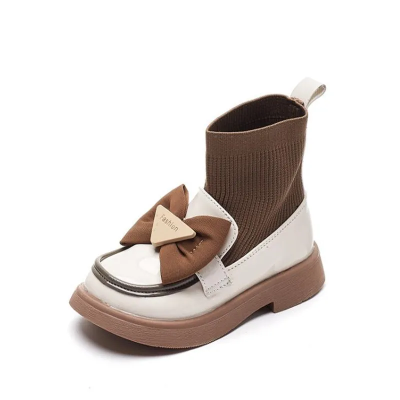 

Короткие ботинки для девочек, обувь-носки, детские короткие ботинки, вязаные эластичные ботинки, Новинка осени 2022, Корейская дышащая обувь п...