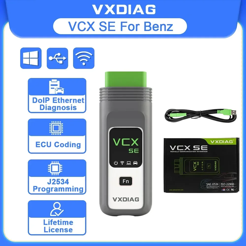Фото VXDIAG VCX SE для Mercedes Benz Car OBD2 диагностический инструмент MB Star C6 DoIP активный тест все системы диагностика кодирование программирование №1