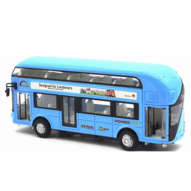 Diecast London Bus Double Decker Light &amp Music Open Door Design Metal Alloy For Londoners Toys Children
