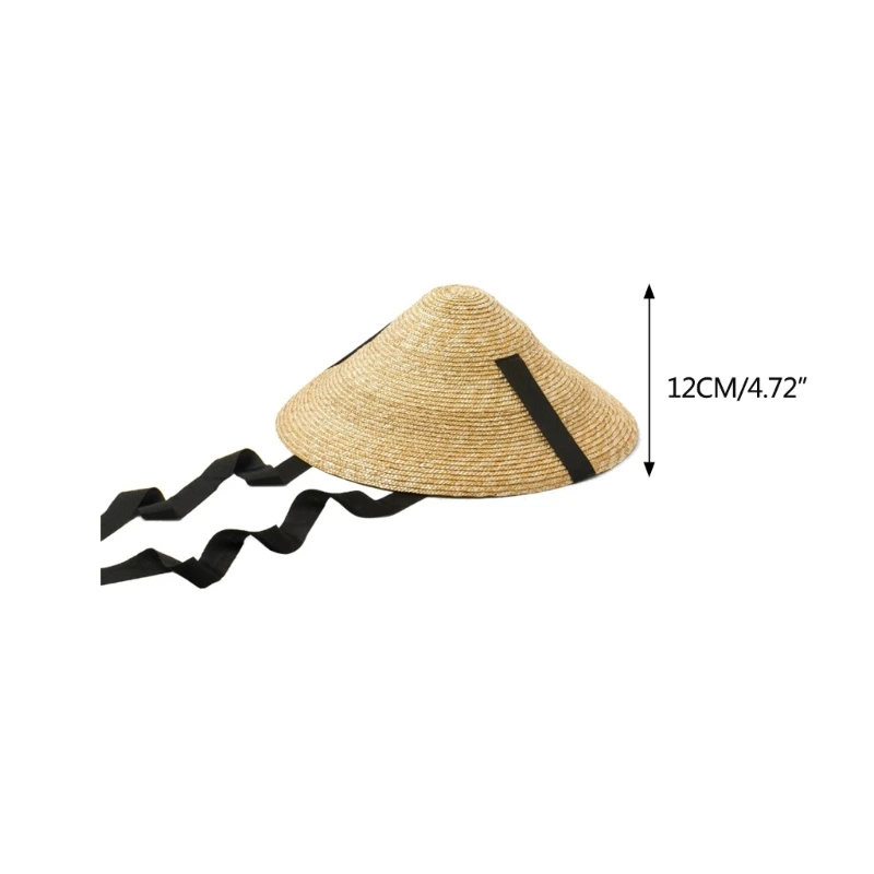 

Straw Hat Conical Hats Lightweight Long Strap Wide Brim Hats Summer Accessory Fashion Beach Hat for Women Girls R7RF