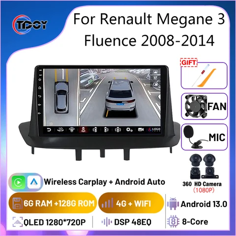 Авторадио Android для Renault Megane 3 Fluence 2008-2014 Carplay Android Auto 2Din Android автомобильное радио сабвуфер мультимедийный плеер