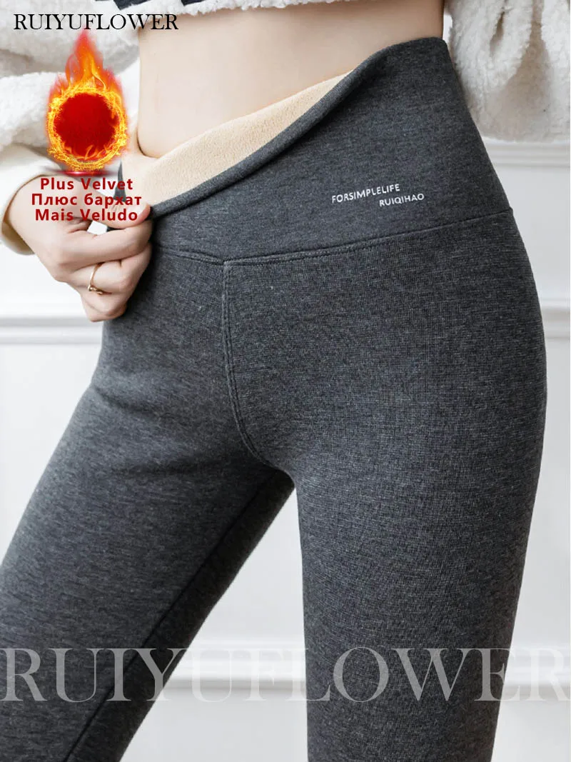 

Winter Lady Thicken Artificial Fleece Slim Leggings Sexy Lift Hip Elastic High Waist Skinny Keep Warm Tight Pants Women Clothing