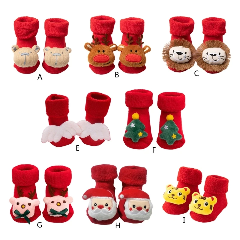 

Baby Christmas Holiday Ankle Socks Girls Boys Non-Skid Thick Grip Fluffy Socks M89C