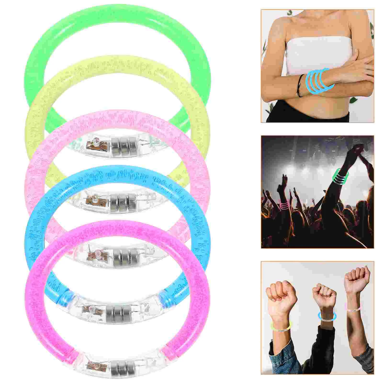 

Multi-Color Light Funny Glow Fluorescent Bracelets Cheering Glowing Bracelets Acrylic Flash Nightlight Party Bracelet