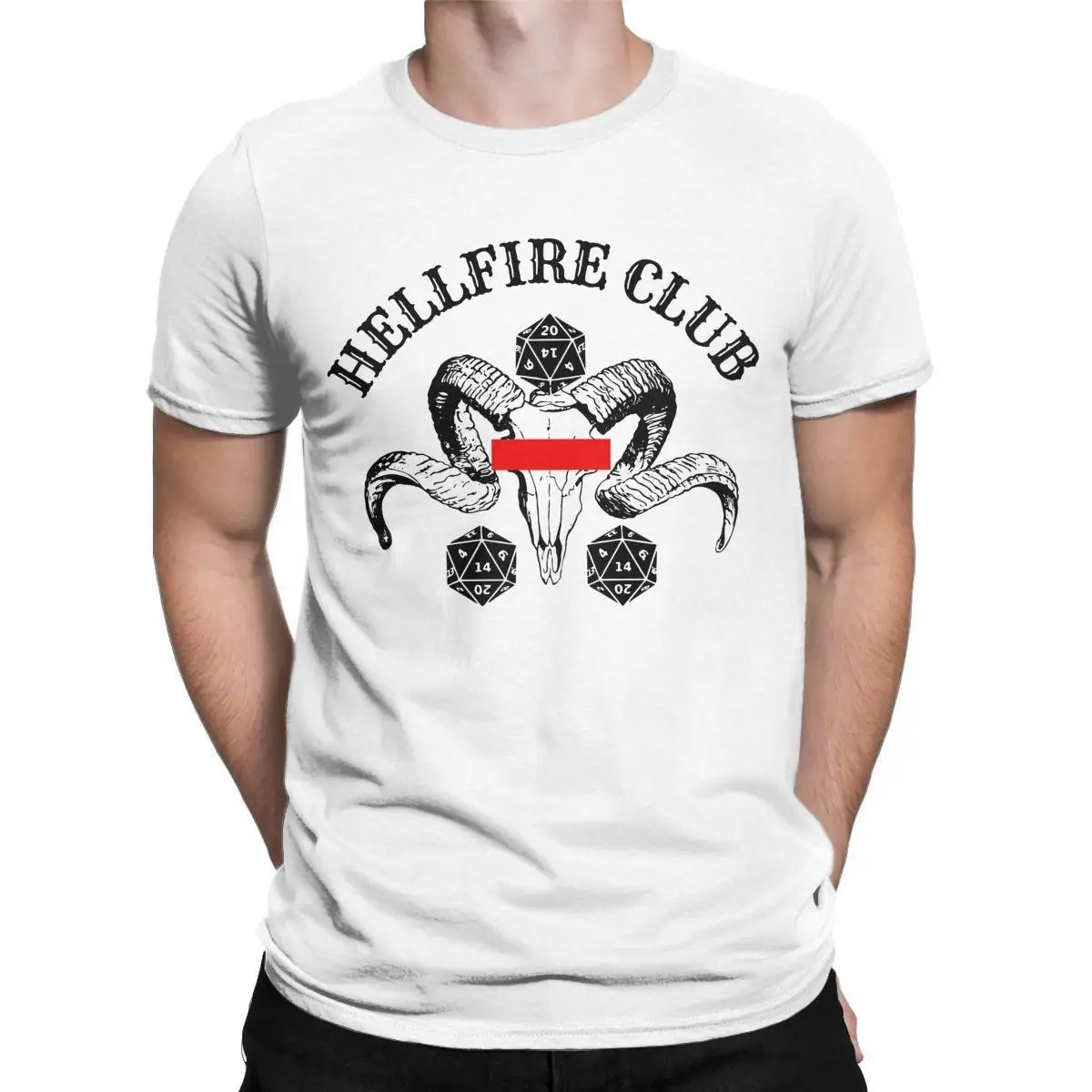 HELLFIRE CLUB White Animal Skull Men T Shirts Goth Hellfire Funny Tees Short Sleeve Round Neck T-Shirt Pure Cotton Clothing