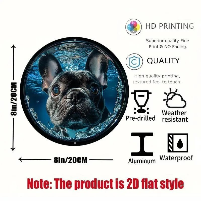 Алюминиевый настенный рисунок с французским бульдогом круглый металлический