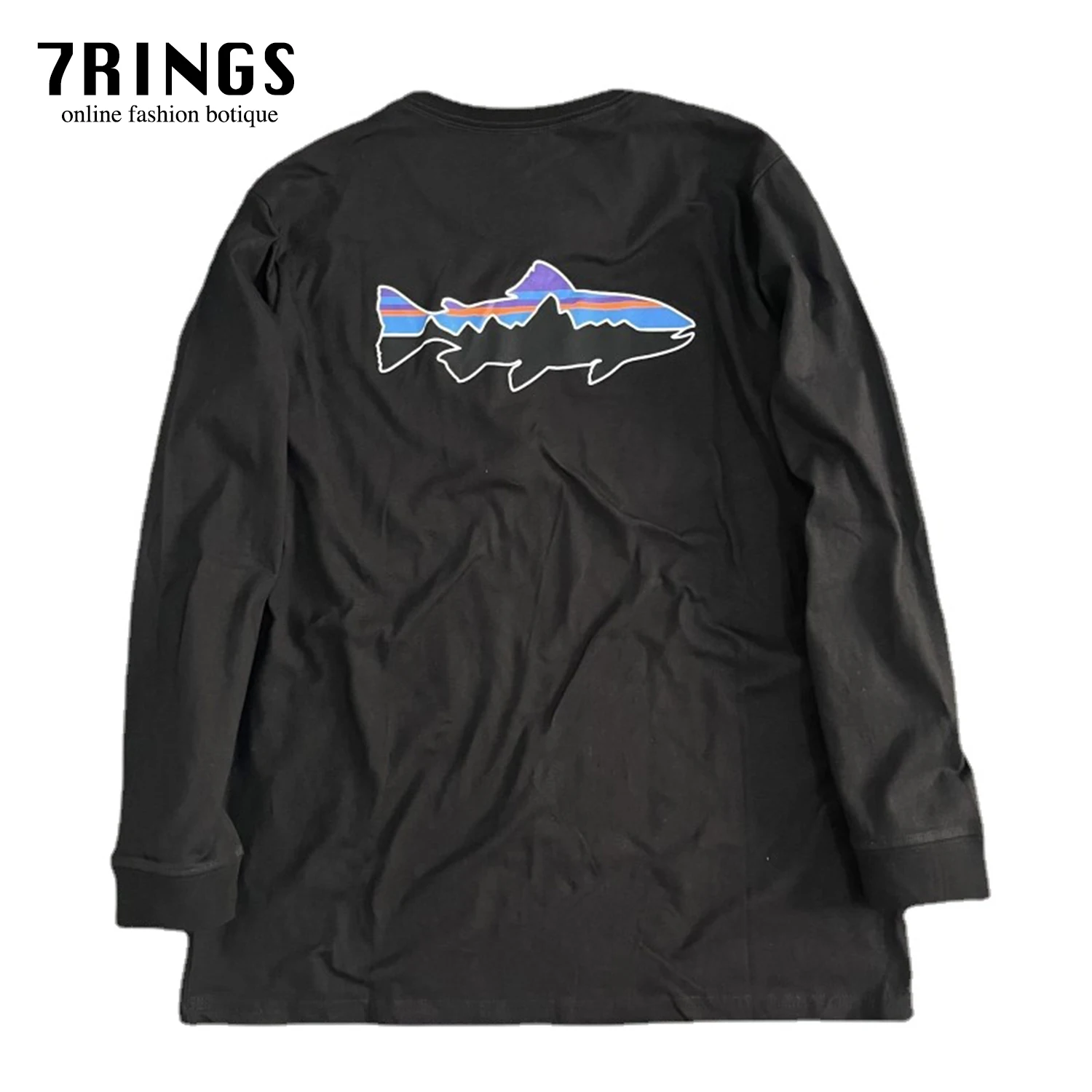 

7Rings Trendy Fashion Style Tees Long Sleeves Sweatshirts for Women and Man Unisex Oversized Casual Shark Print Sporty Cotton