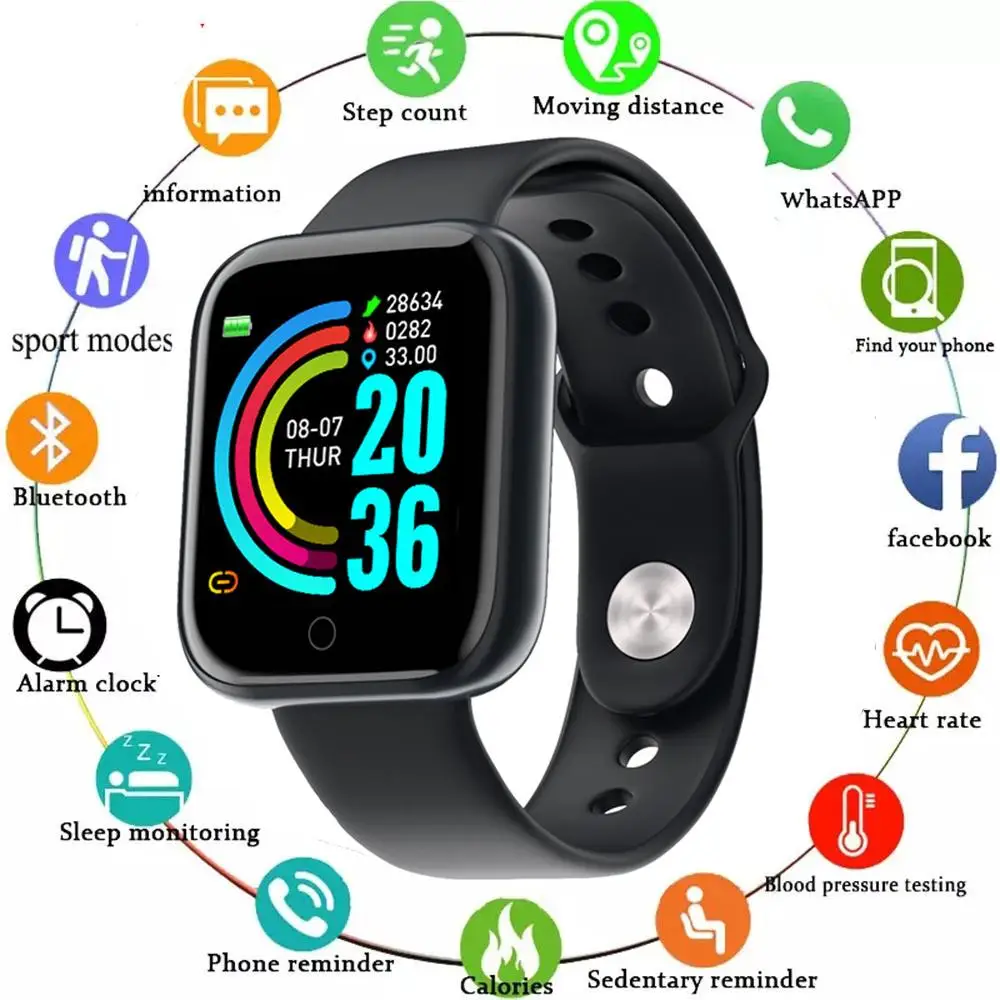 

For Xiaomi Huawei D20 Pro Bluetooth Smart Watch Men Women Y68 Blood Pressure Heart Rate Monitor Sport Smartwatch Fitpro Tracker