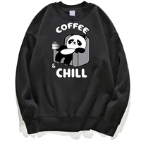 coffee chill panda hoodies men jumper sweatshirt hoodie pullovers pullover crewneck hoody streetwear clothing long sleeve unisex