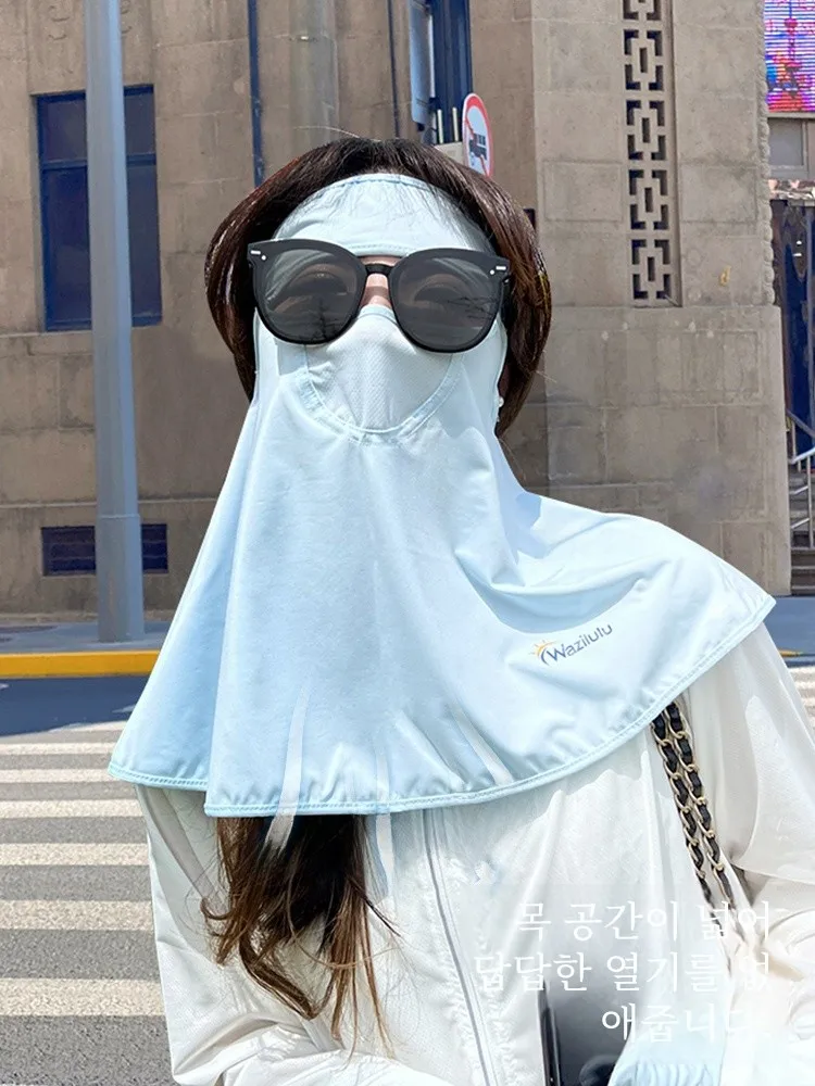 UPF50 + солнцезащитная маска для женщин летняя ледяная шелковая тонкая лица кини