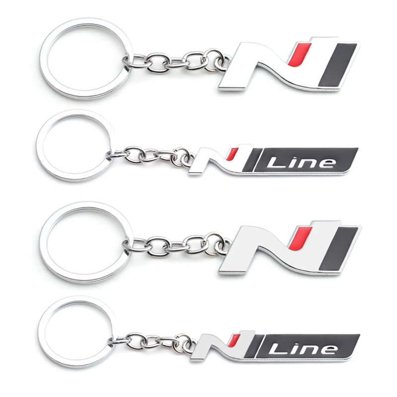 Металлический автомобильный брелок с логотипом N NLine кольцом-держателем для Hyundai