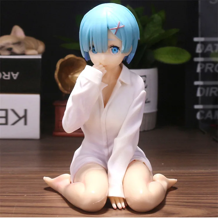 

Re: Life In A Different World From Zero White Shirts Pajamas Rem Figure 11cm Kneeling Kawaii Anime Girl Figurine