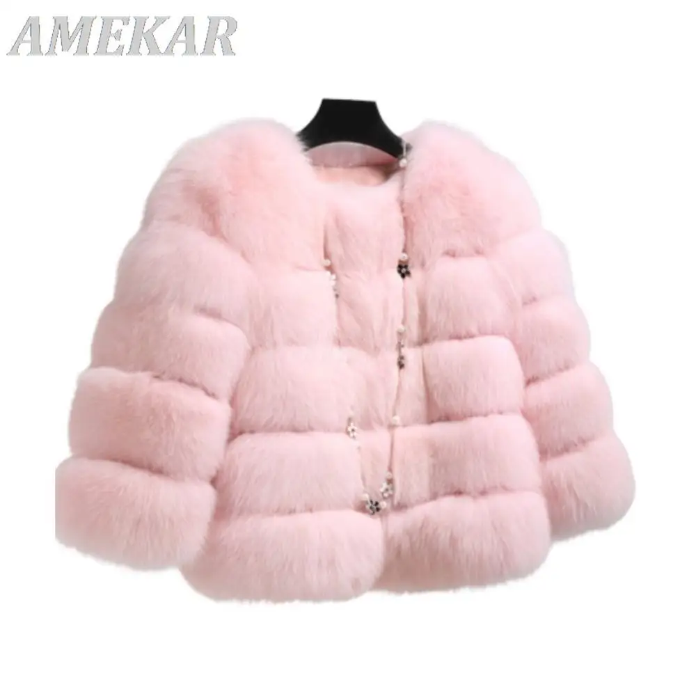 Faux Fur Coat Mink Fur Coats Winter Jacket Women Elegant Thick Warm Outerwear Fake Fur Jacket Women Parka Female Coat long coat