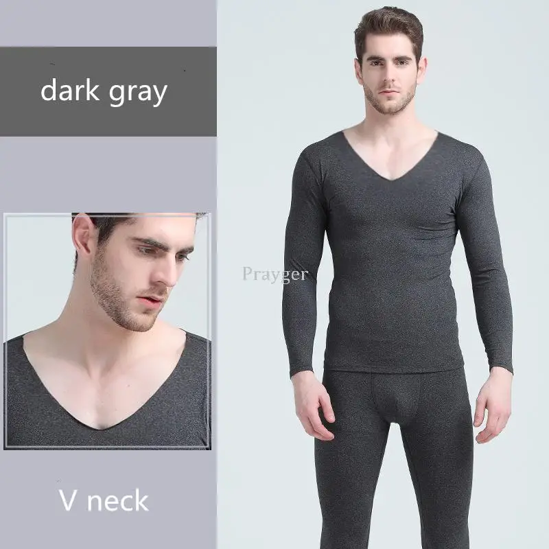 Men Thermal Underwear Winter Long Johns Body WarmTops Buttoms Clothes V neck Smooth Big Large Waist L-4XL