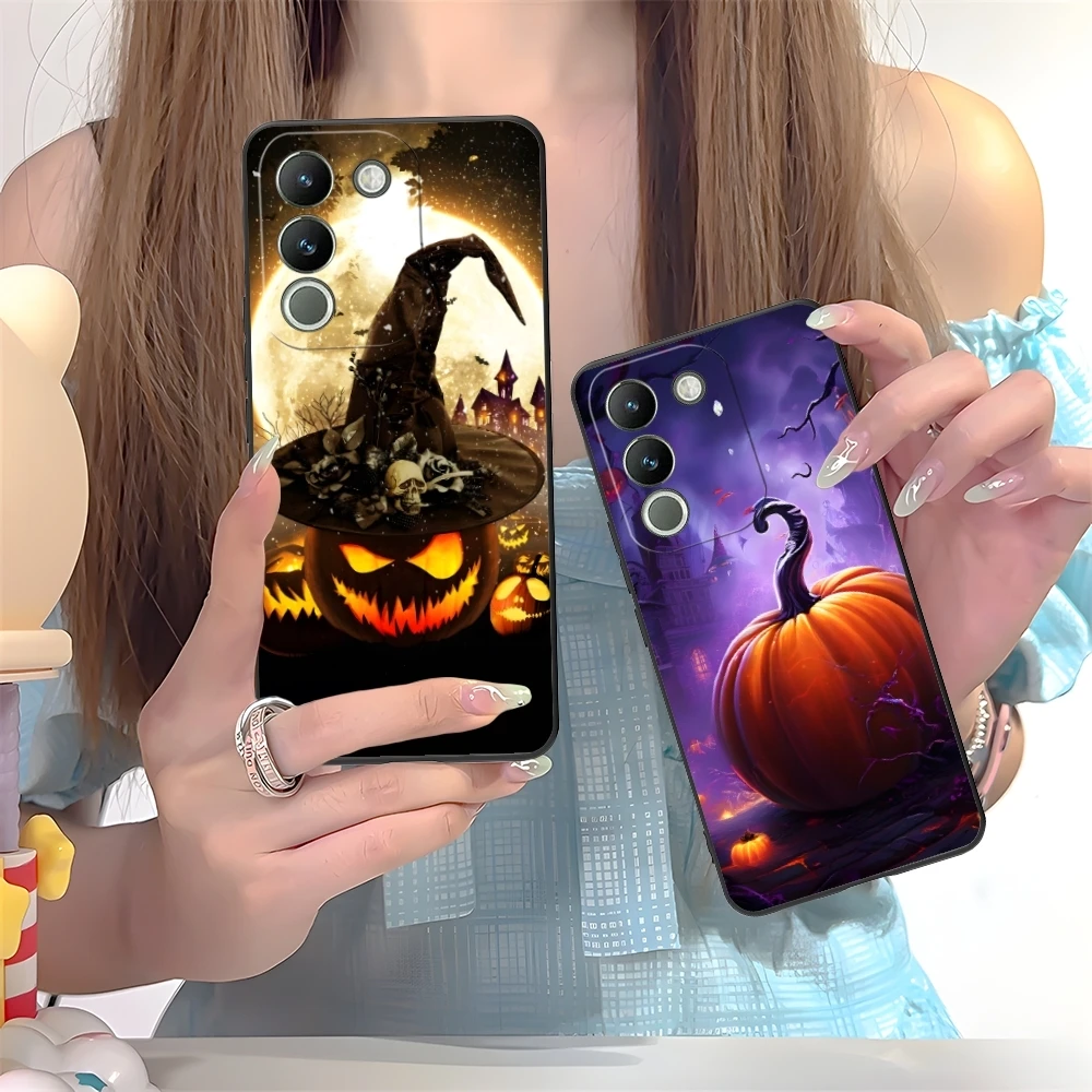 Halloween Pumpkin Mobile Cell Phone Case for VIVO Y95 Y93 Y31 Y20 V19 V17 V15 Pro X60 NEX Black Soft Cover Shell