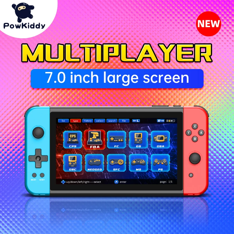 New POWKIDDY X70 Handheld Video Game Console 7 Inch HD Screen Retro Cheap Children's Gifts Support Two-Player Game PS1