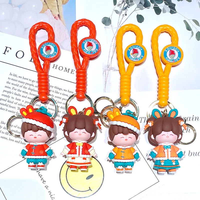 

Cartoon Anime Chinese New Year Celebration Action Figures Keychains Key Chain Key Ring Silicone Handbag Car Pendants Toys Gifts