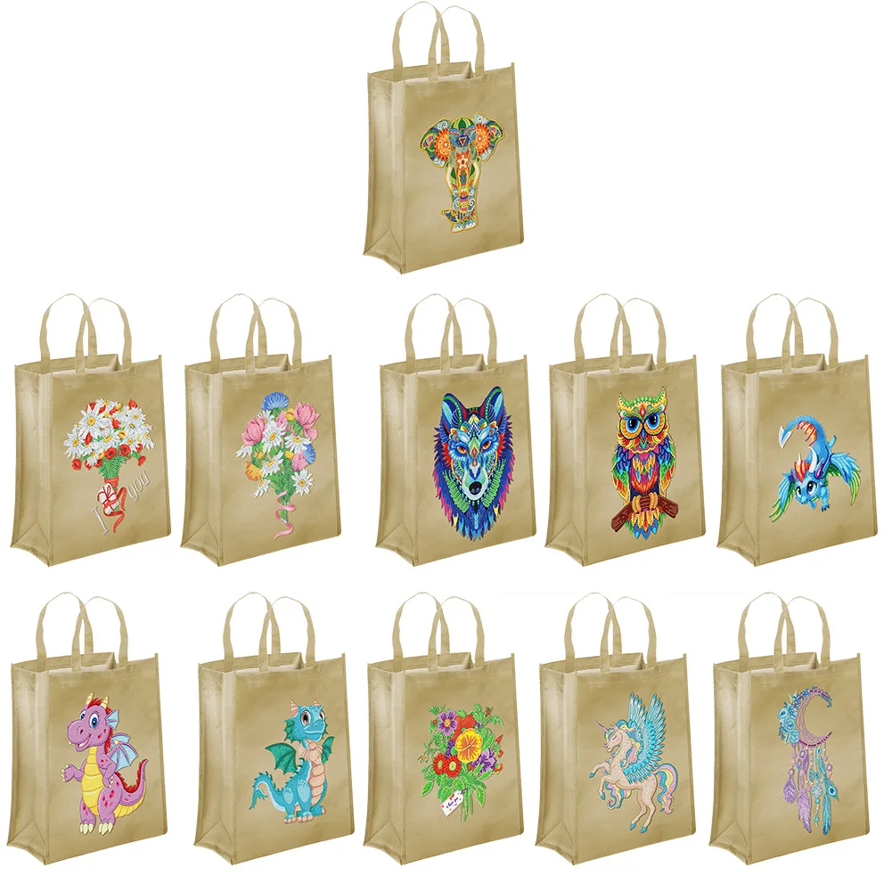 

Oxford Cloth Handbag 5D DIY Diamond Painting Bags Mosaic Drill Reusable Eco-friendly Storage Pouch for Shopping Grocery Tote