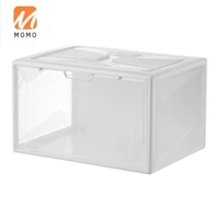 18 pack rectangle foldable display shoe container transparent portable sneaker organizer plastic shoe box for home