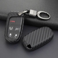silicone car key case carbon fiber texture for jeep grand cherokee renegade compass for dodge charger challenger dart durango