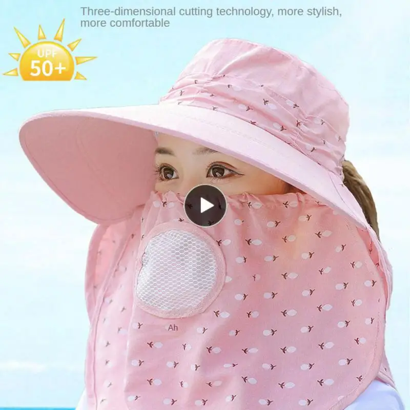 

Breathable And Not Stuffy Sunscreen Hat Comfortable To Touch Neck Cap Thoughtful Design Wide Brim Dust Mask Fishing Hats Summer