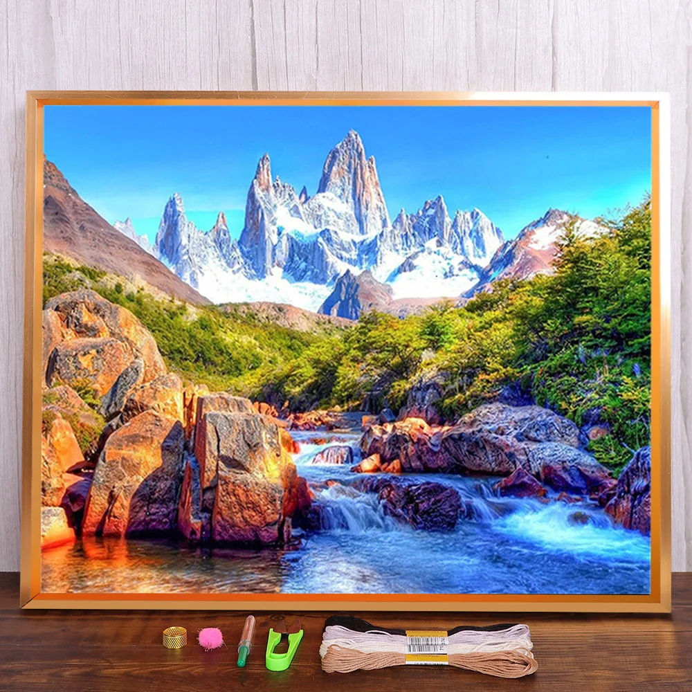 

Mountain Scenery Printed 11CT Cross-Stitch Complete Kit Embroidery DMC Threads Needlework Craft Handmade Handiwork Decor