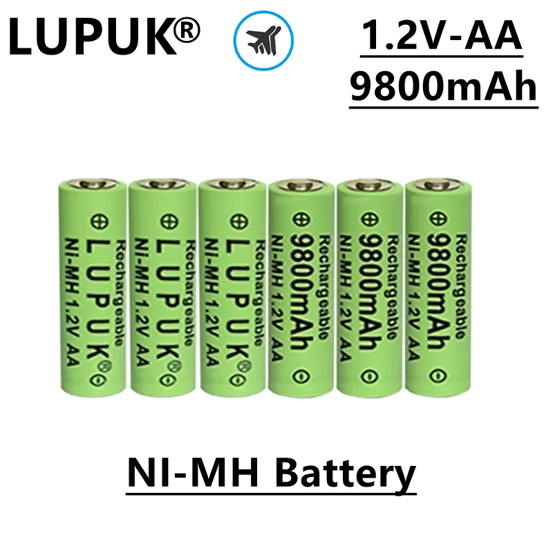 

LUPUK-AA аккумуляторная батарея, NI MH Тип, 1,2 в, 9800 мАч, прочная, подходит для игрушек, компьютеров, пультов дистанционного управления и т. д.
