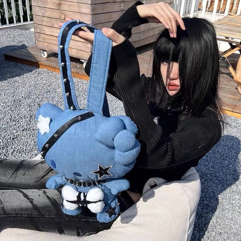 Рюкзак Sanrio в стиле Хелло Китти для детей и взрослых брезентовый ранец из денима с