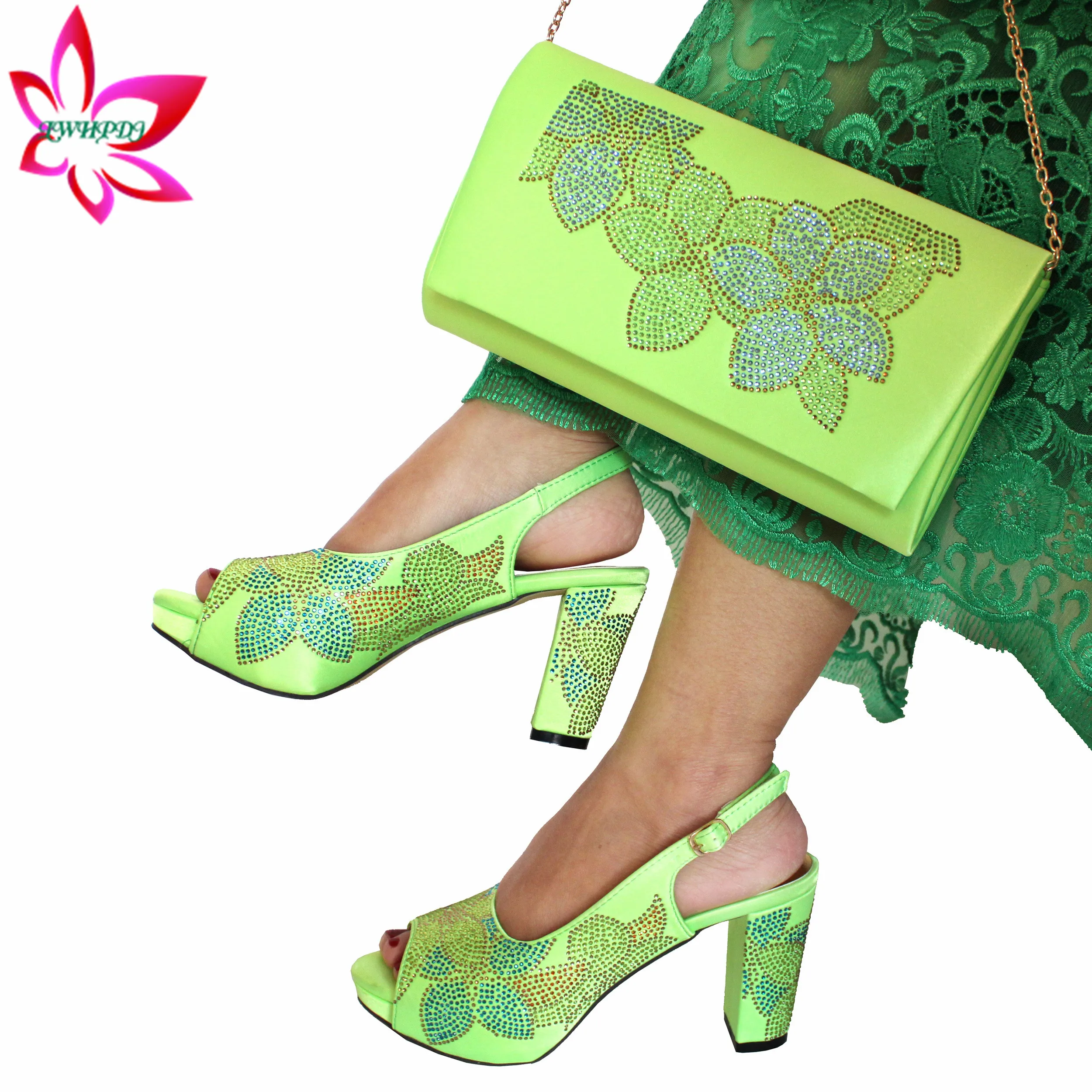 

Новое поступление, Модные специальные каблуки, женские флуоресцентные зеленые туфли-лодочки высокого качества с открытым носком для вечерние