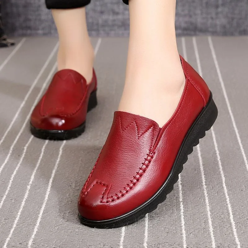 

Pmwrun Women Flats Platform Shoes Women Elegant Leather Shoes Woman Autumn Slip On Casual Flat Shoes Women Zapatos De Mujer