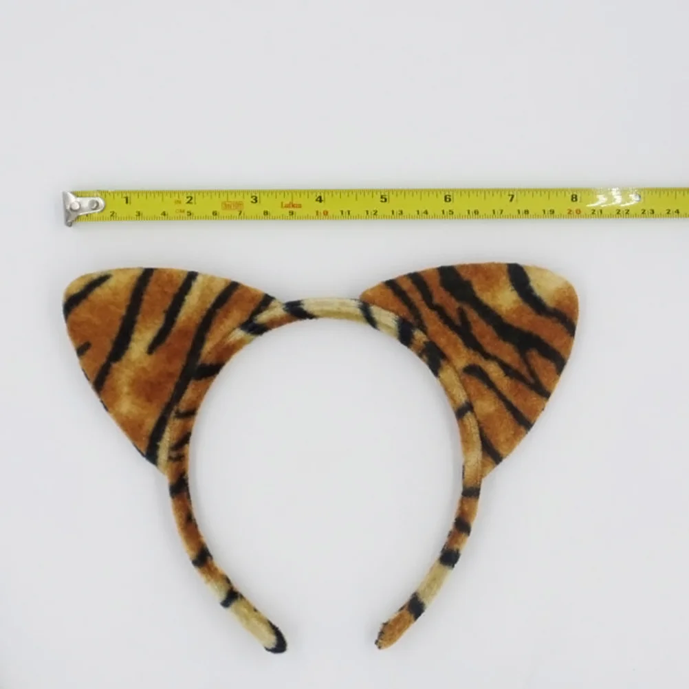 3Pcs Kids Cat Ears Headband Bow Ties Tail Set Party Cosplay Costume (Tiger Stripe) images - 6