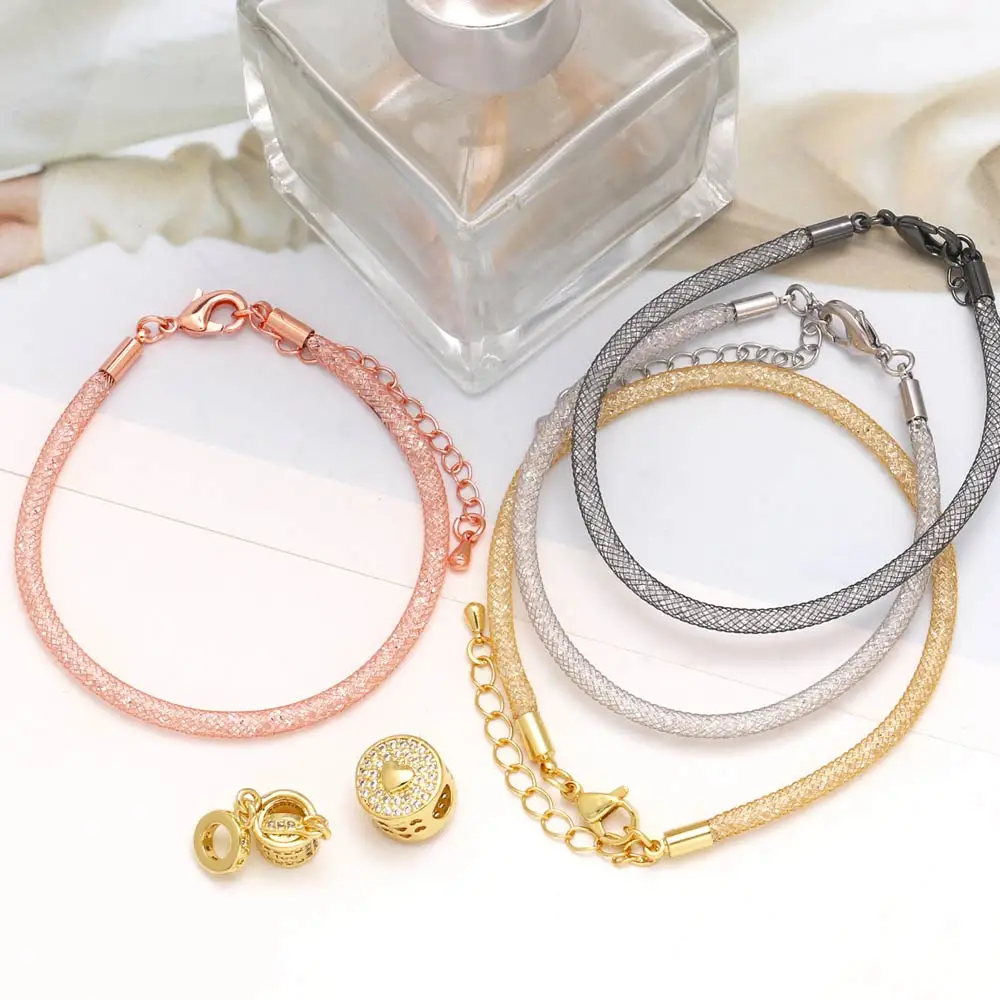 OCESRIO модный сетчатый браслет с кристаллами цепочка из медной шелковой трубки