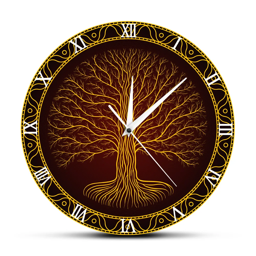 

Tree of Life Yggdrasil Norse Pagan Viking Wall Clock Nodic Mythology Home Decor Art Clock Scandinavian Asatru Asgard Wall Watch
