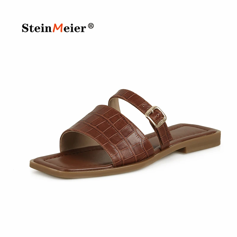 

Retro Rome Style Women Sandals Casual Gladiator Pumps Genuine Leather Flat Heel Office Ladies Shoes Woman Summer Fashion