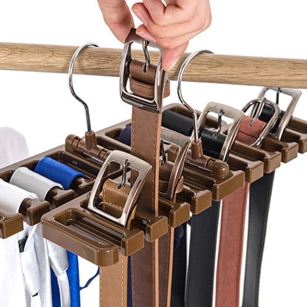 

10 Slot Tie Belt Hanger Wardrobe Mens Belt Rotating Organizer Rack Multifuctional Women Scarf Hanger Home Closet Storage Holder