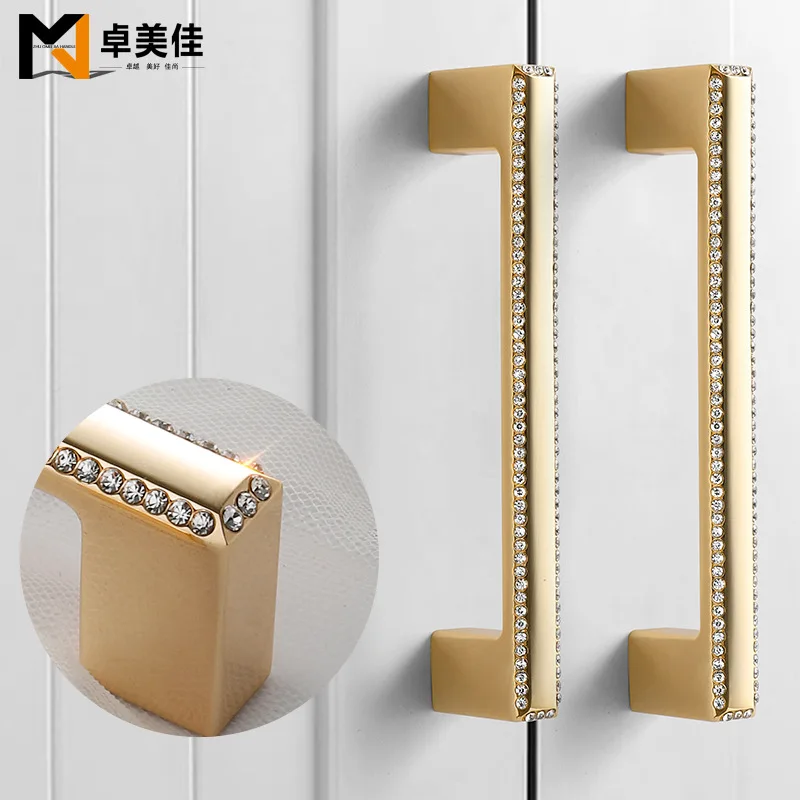 Wardrobe Door Drawer Handles Dresser Knob Cupboard Inlaid Crystal Diamonds Pull