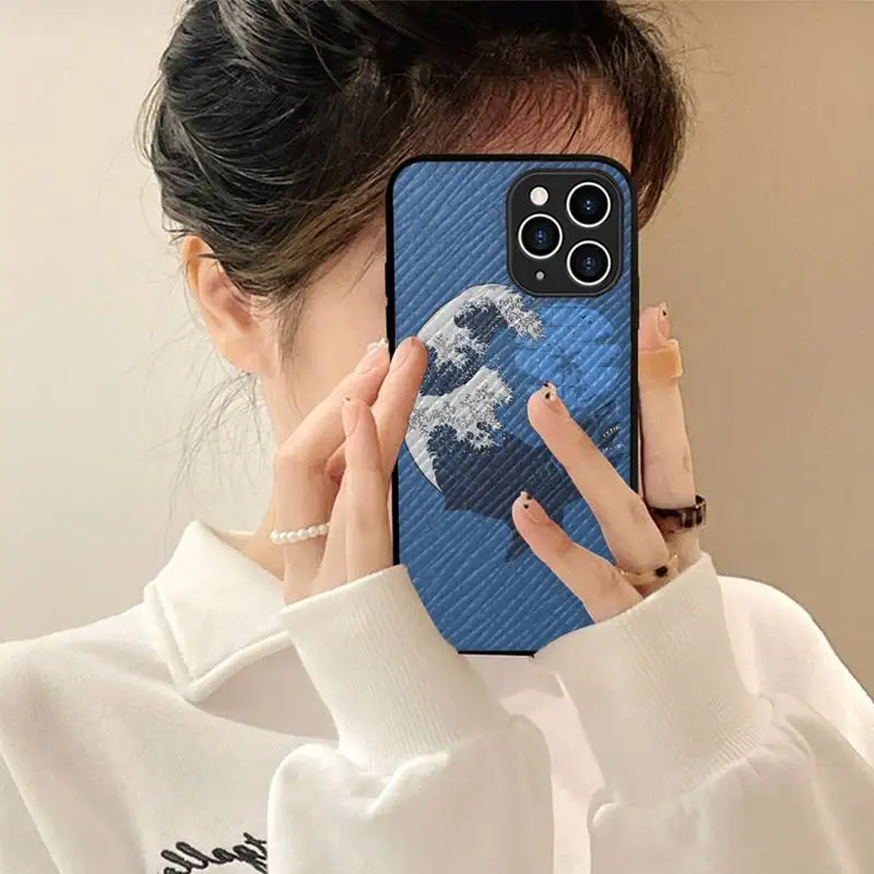 

Whale Fish Wave Sea Phone Case Hard Leather Case for iPhone 11 12 13 Mini Pro Max 8 7 Plus SE 2020 X XR XS Coque